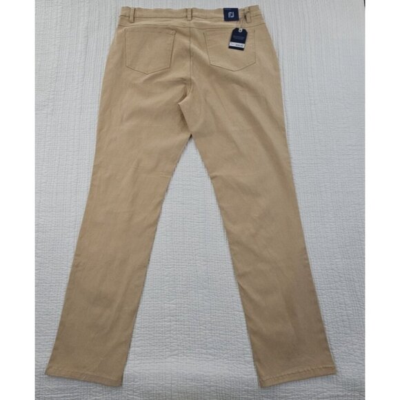 NEW Footjoy Pants Men's 38x34 Tan NWT Sueded Cotton Twill 5 Pocket Straight Leg - Picture 2 of 16